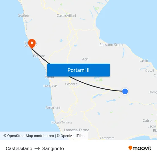 Castelsilano to Sangineto map