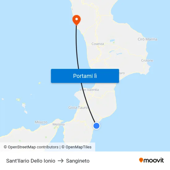 Sant'Ilario Dello Ionio to Sangineto map