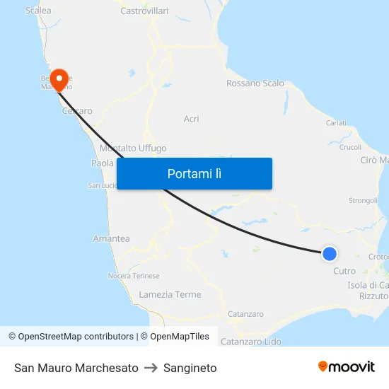 San Mauro Marchesato to Sangineto map