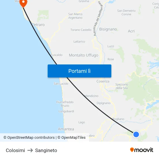 Colosimi to Sangineto map