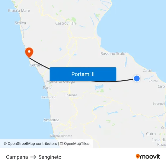 Campana to Sangineto map