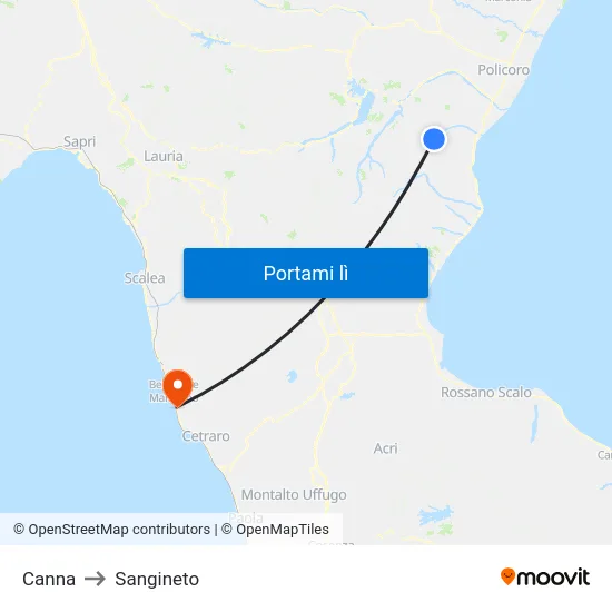 Canna to Sangineto map