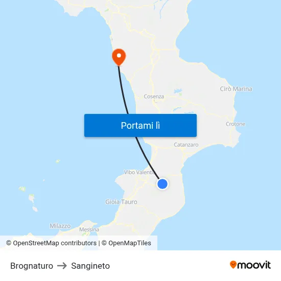 Brognaturo to Sangineto map