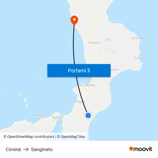 Ciminà to Sangineto map