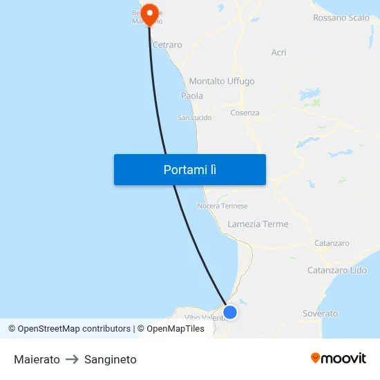 Maierato to Sangineto map