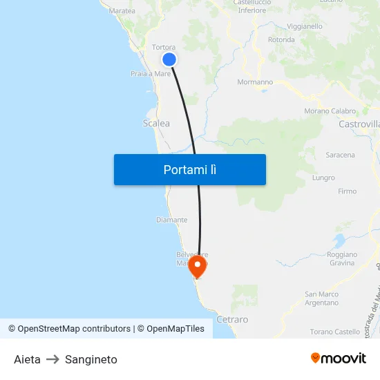 Aieta to Sangineto map