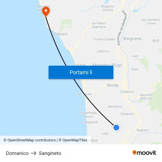 Domanico to Sangineto map