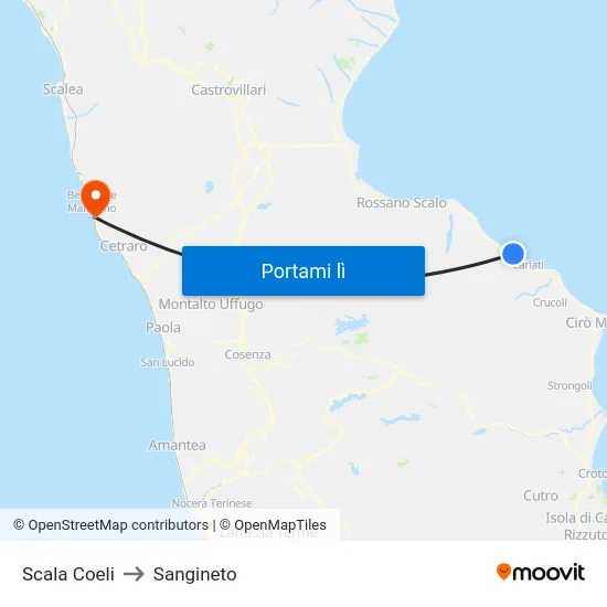 Scala Coeli to Sangineto map