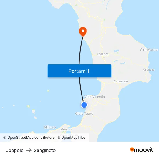 Joppolo to Sangineto map