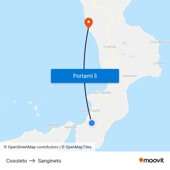 Cosoleto to Sangineto map