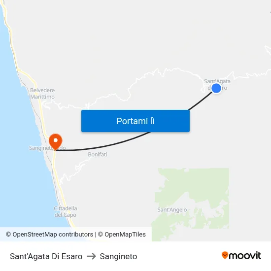Sant'Agata Di Esaro to Sangineto map