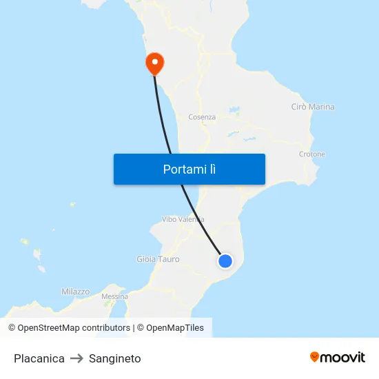 Placanica to Sangineto map