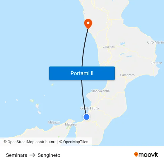 Seminara to Sangineto map
