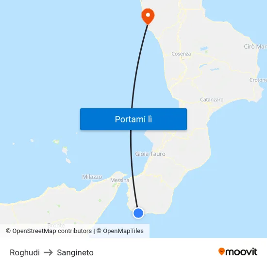 Roghudi to Sangineto map