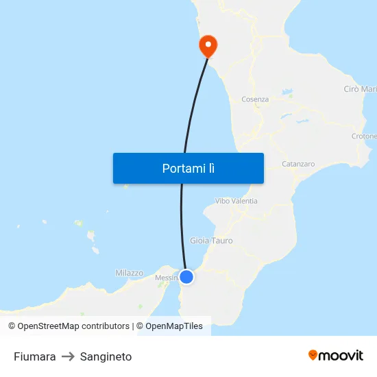 Fiumara to Sangineto map