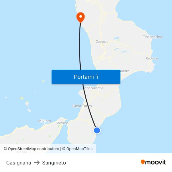 Casignana to Sangineto map