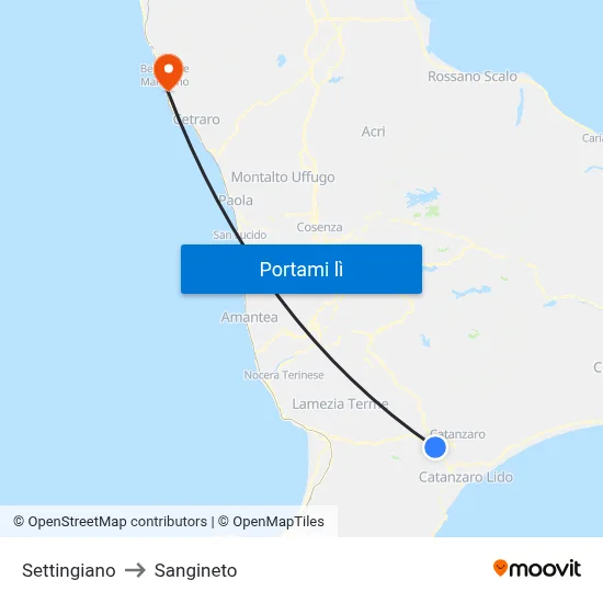 Settingiano to Sangineto map