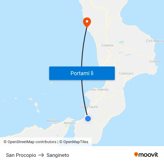San Procopio to Sangineto map