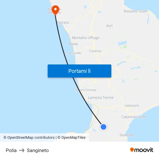 Polia to Sangineto map