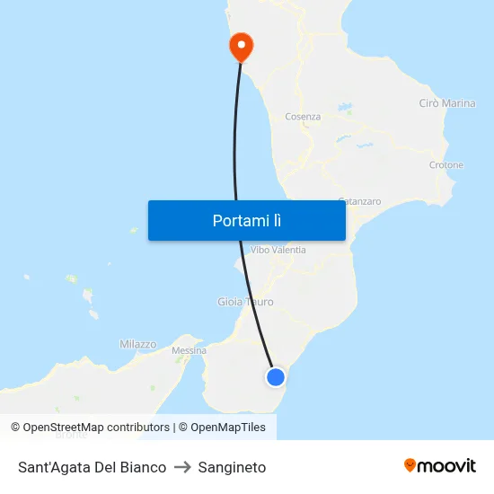 Sant'Agata Del Bianco to Sangineto map