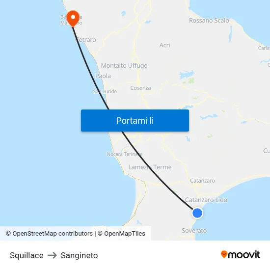 Squillace to Sangineto map