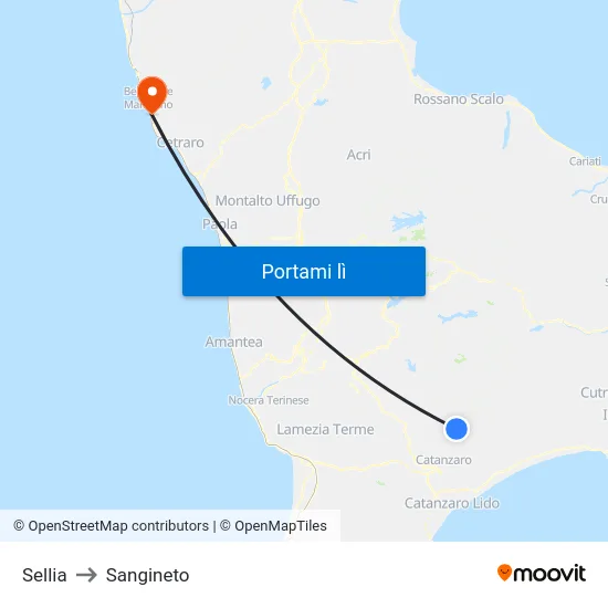 Sellia to Sangineto map