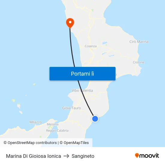 Marina Di Gioiosa Ionica to Sangineto map