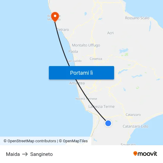 Maida to Sangineto map