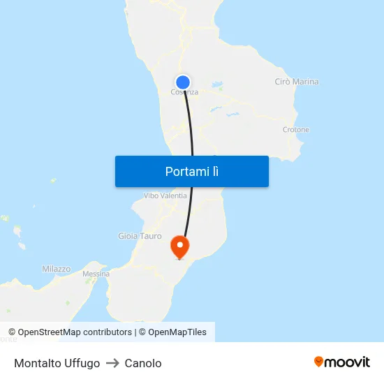 Montalto Uffugo to Canolo map
