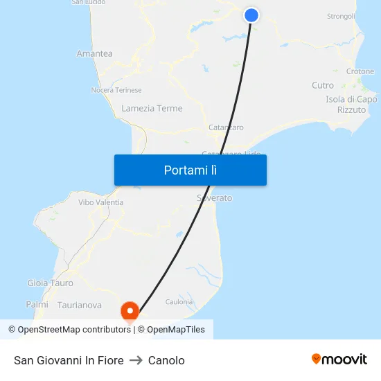 San Giovanni In Fiore to Canolo map