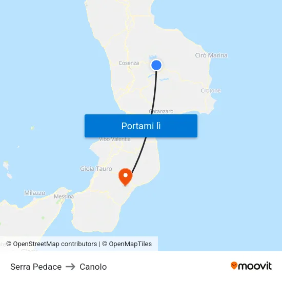 Serra Pedace to Canolo map