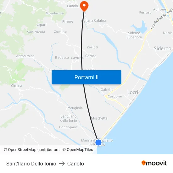 Sant'Ilario Dello Ionio to Canolo map