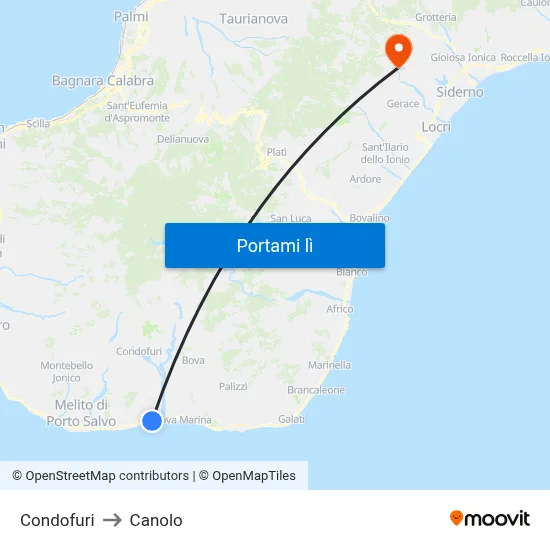 Condofuri to Canolo map