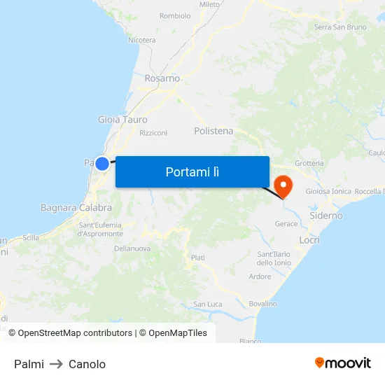 Palmi to Canolo map