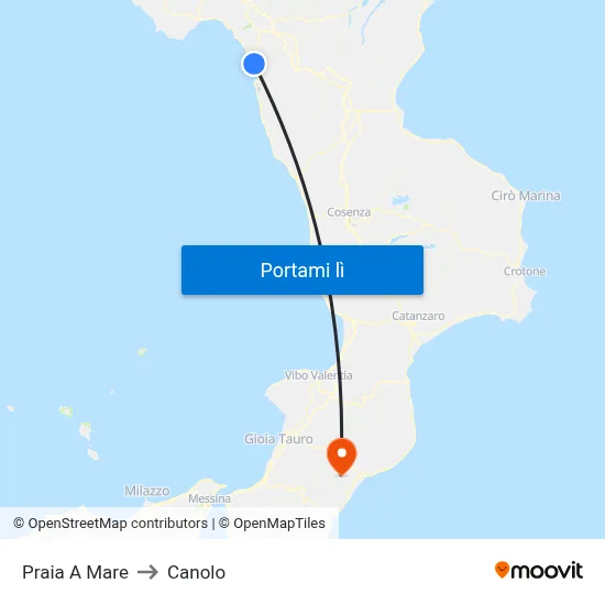 Praia A Mare to Canolo map