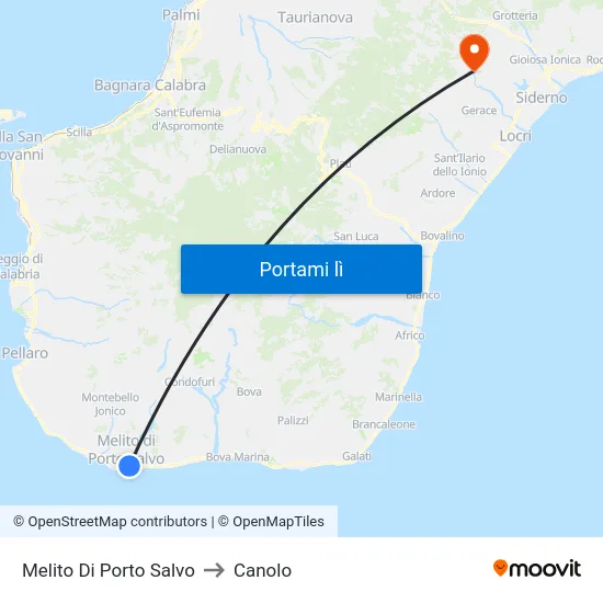 Melito Di Porto Salvo to Canolo map