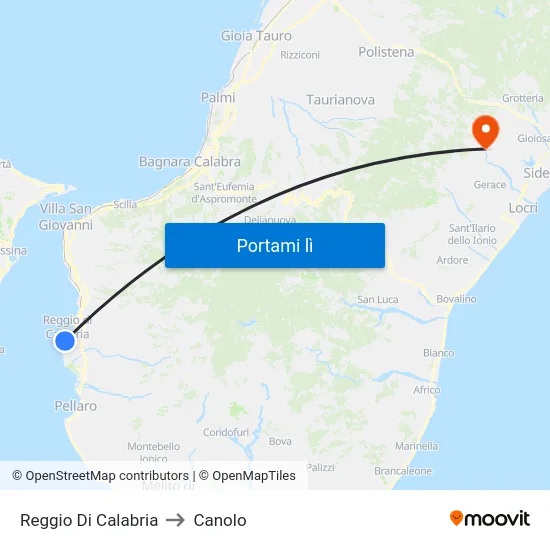 Reggio Di Calabria to Canolo map