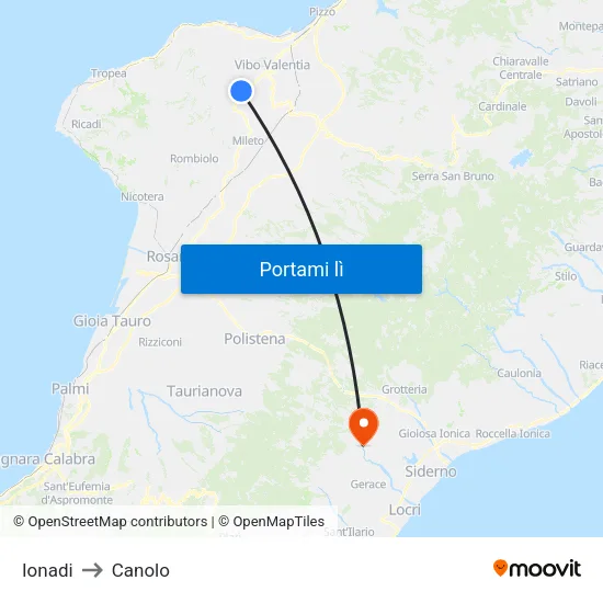 Ionadi to Canolo map