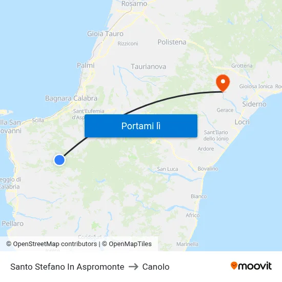 Santo Stefano In Aspromonte to Canolo map