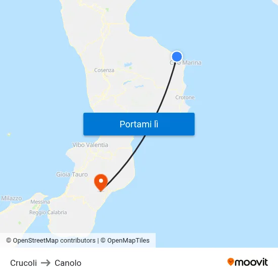 Crucoli to Canolo map