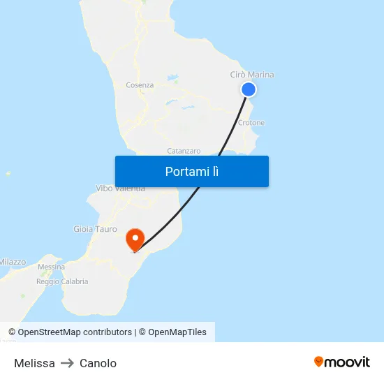 Melissa to Canolo map