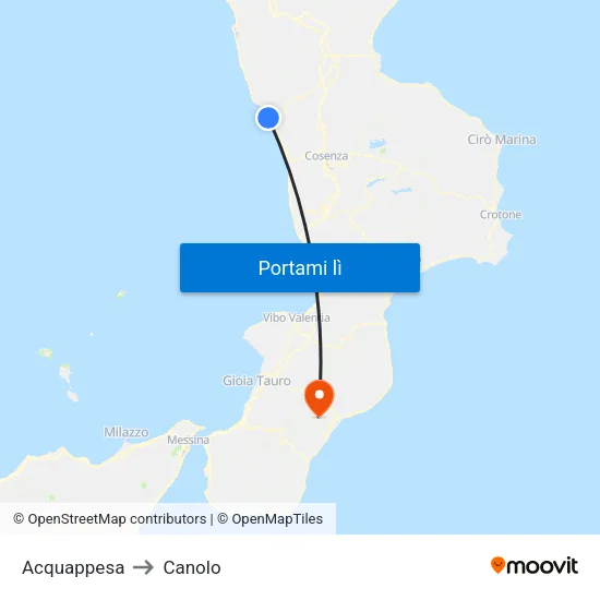 Acquappesa to Canolo map