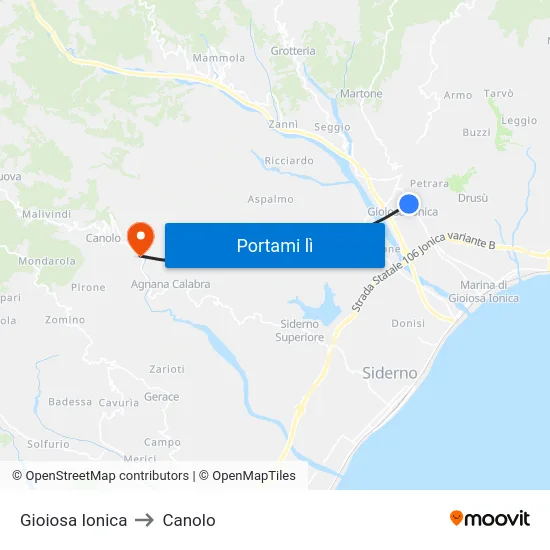 Gioiosa Ionica to Canolo map
