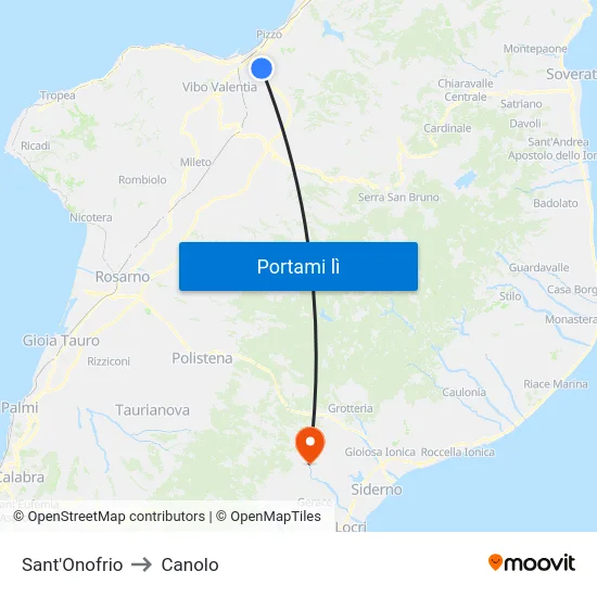 Sant'Onofrio to Canolo map