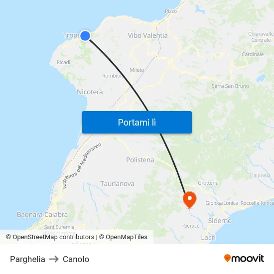 Parghelia to Canolo map