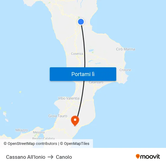Cassano All'Ionio to Canolo map
