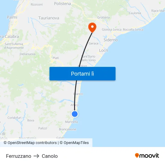 Ferruzzano to Canolo map