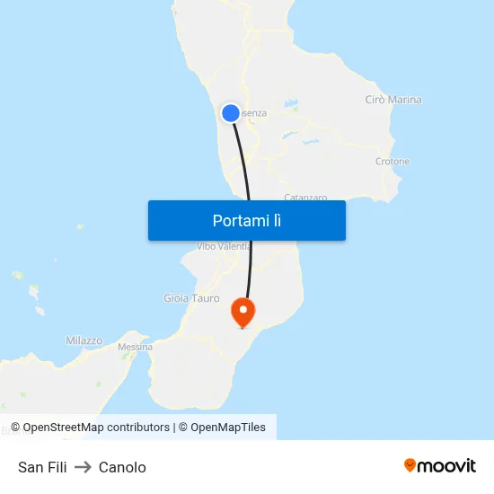 San Fili to Canolo map