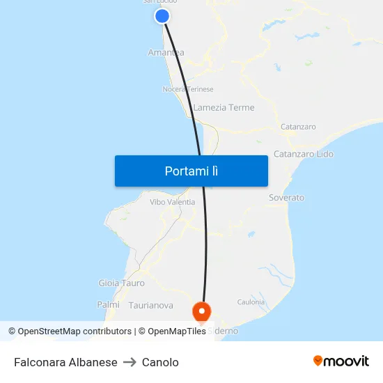 Falconara Albanese to Canolo map