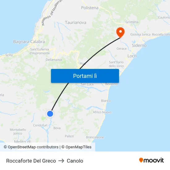 Roccaforte Del Greco to Canolo map